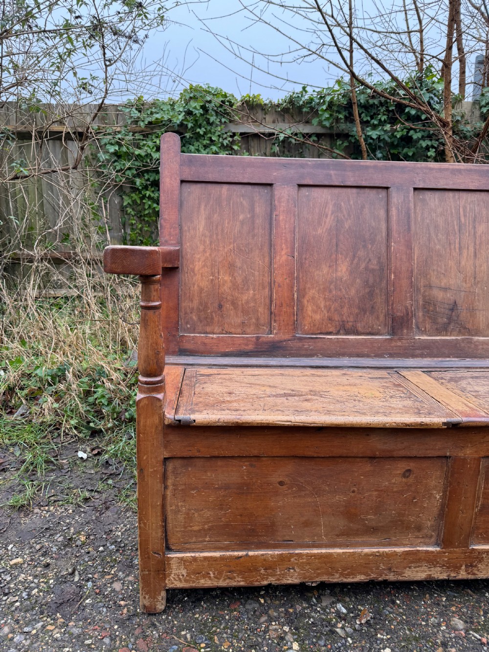 Antique Pine Box Settle View IV