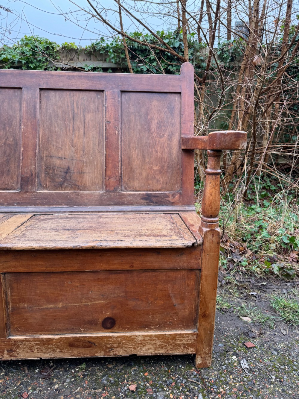 Antique Pine Box Settle View V