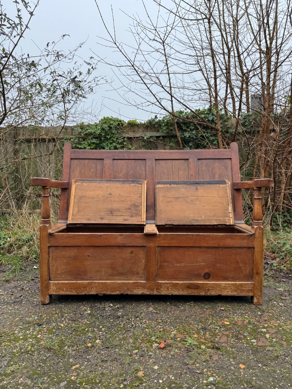 Antique Pine Box Settle View VI