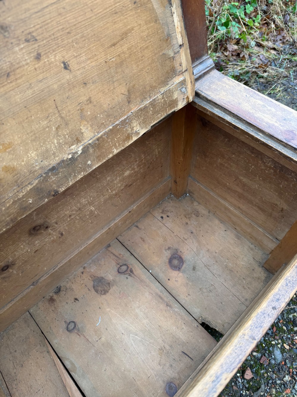 Antique Pine Box Settle View VII