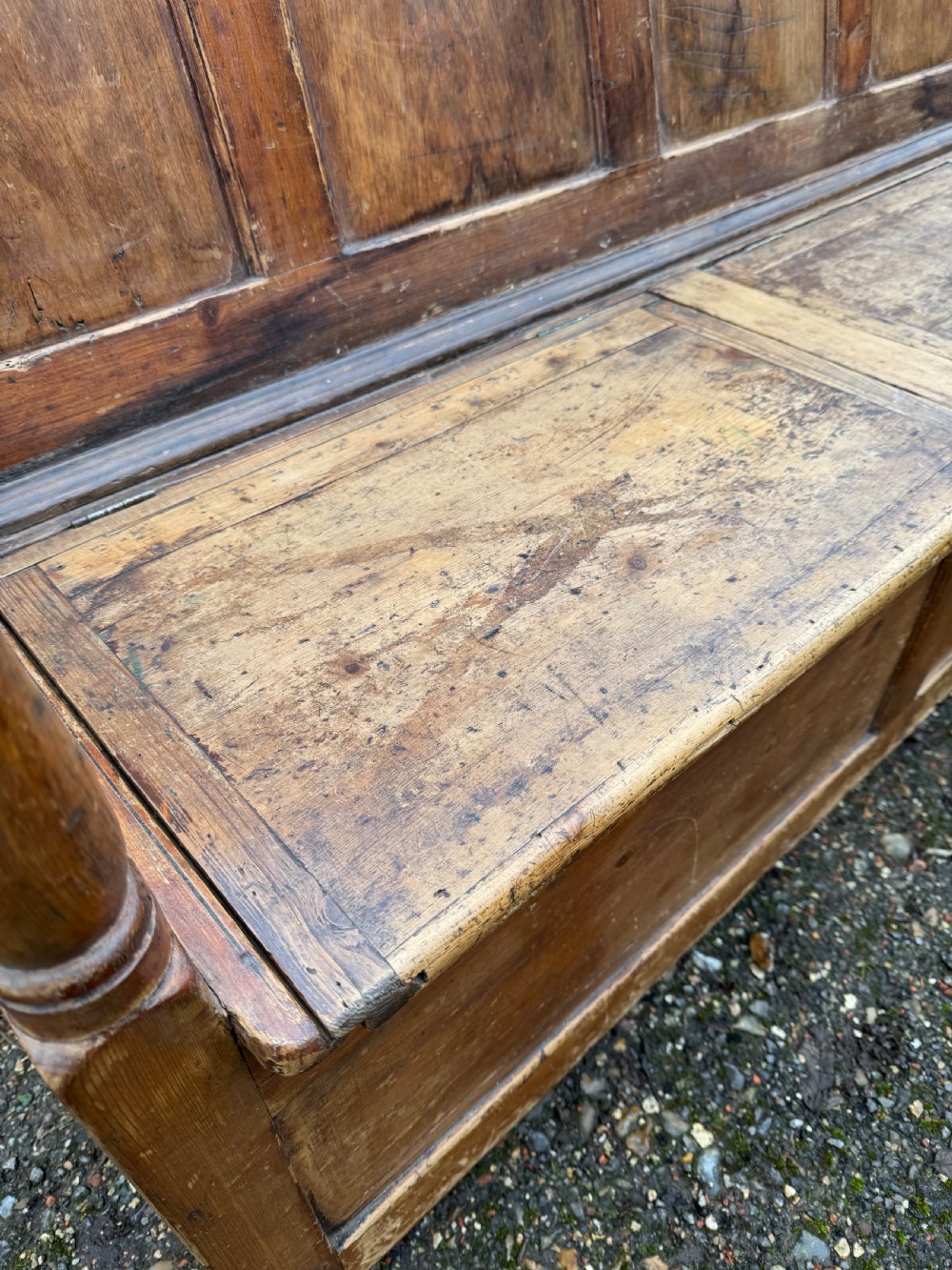Antique Pine Box Settle View VIII