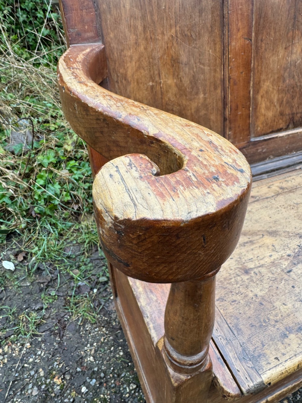 Antique Pine Box Settle View IX