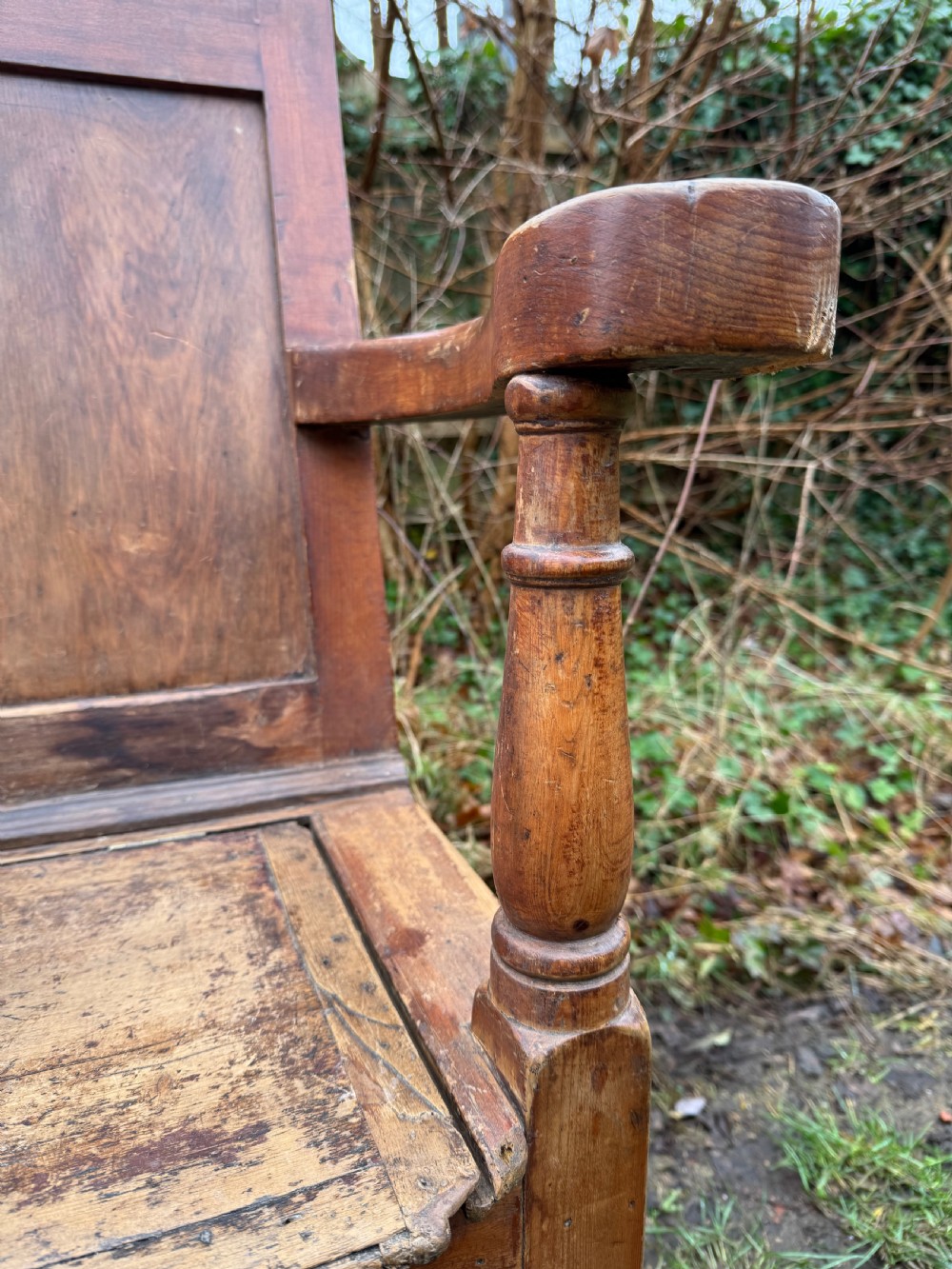 Antique Pine Box Settle View XI