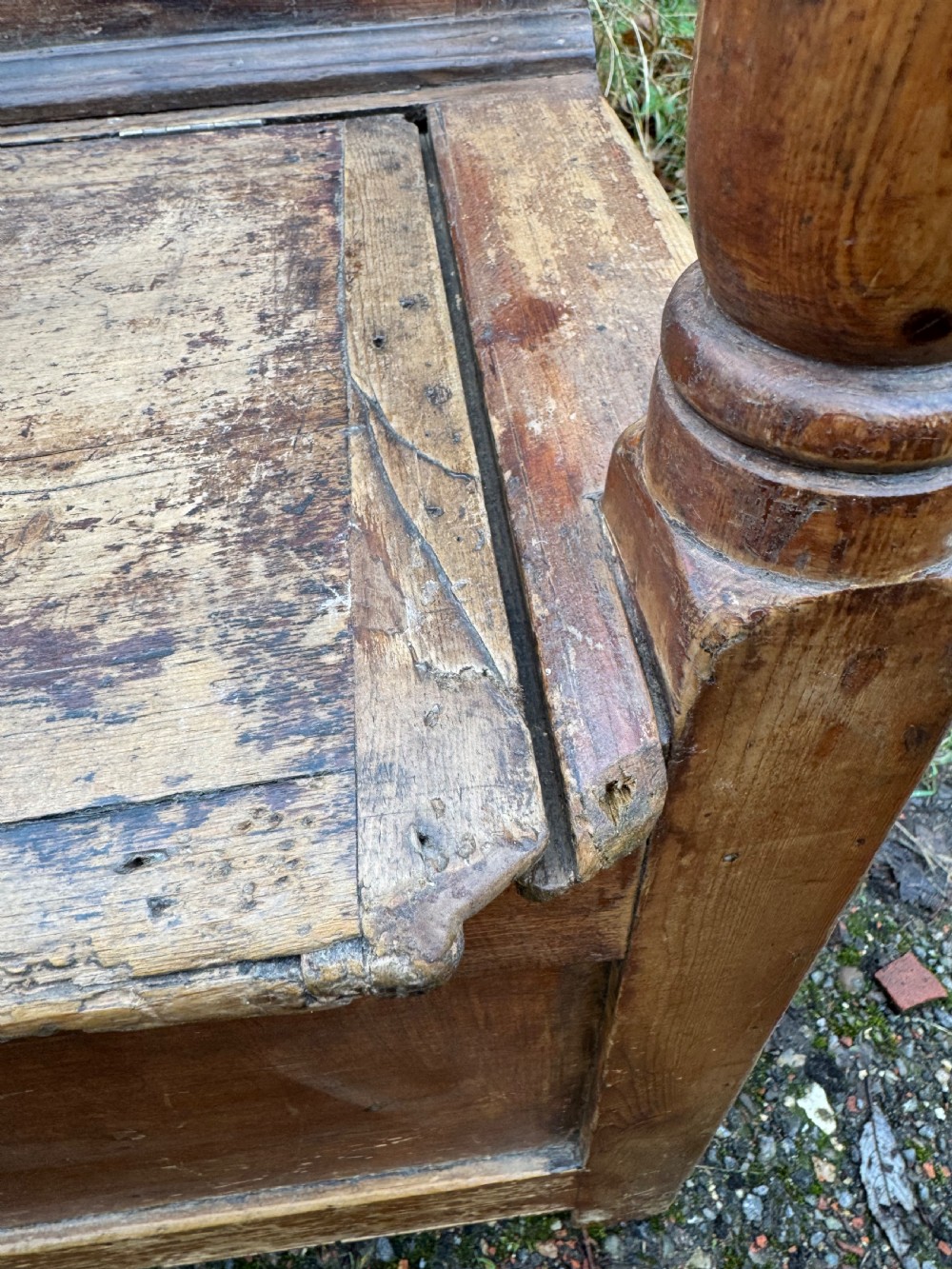 Antique Pine Box Settle View XII