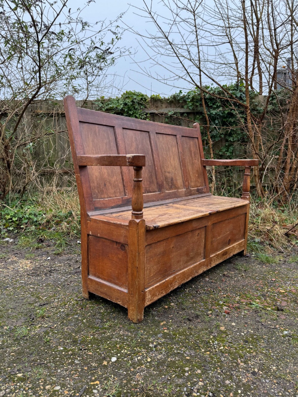 Antique Pine Box Settle View XIV