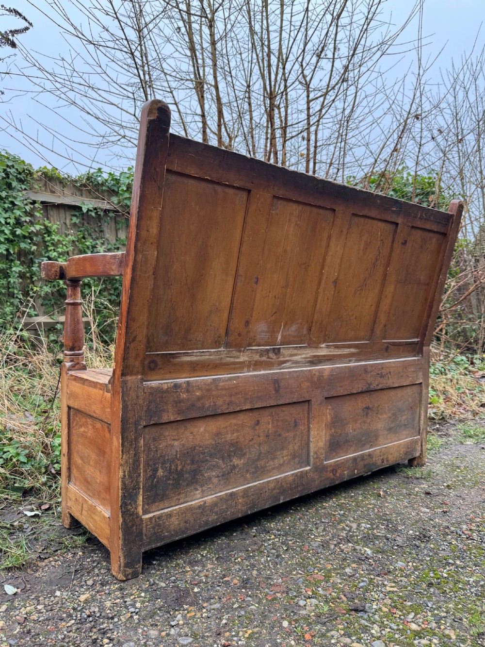 Antique Pine Box Settle View XX