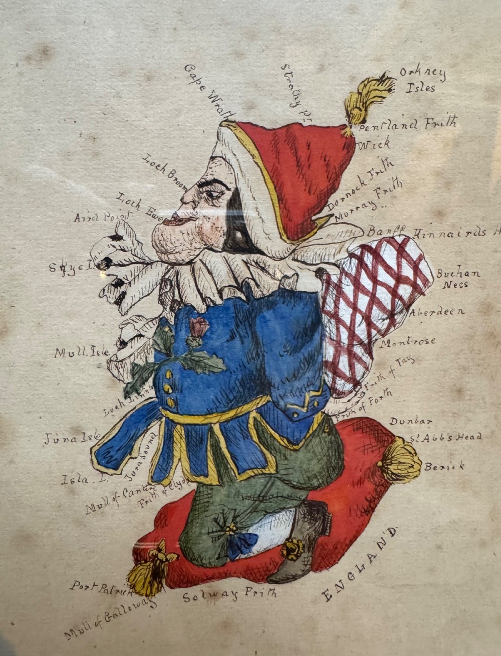 Set of Three  Watercolour Caricature Maps View V