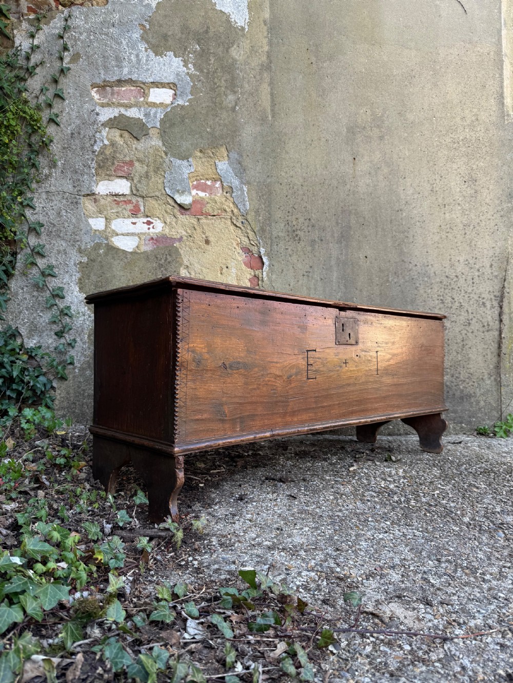 Antique Elm Plank Coffer