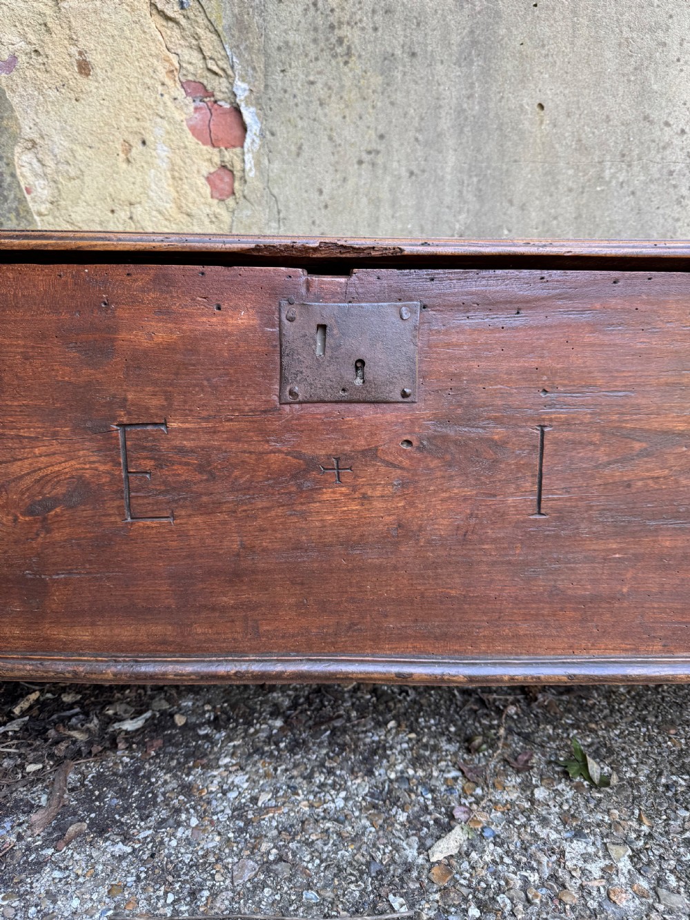 Antique Elm Plank Coffer View IV