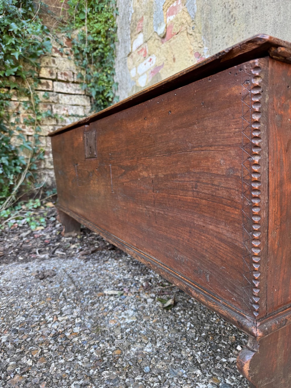 Antique Elm Plank Coffer View X