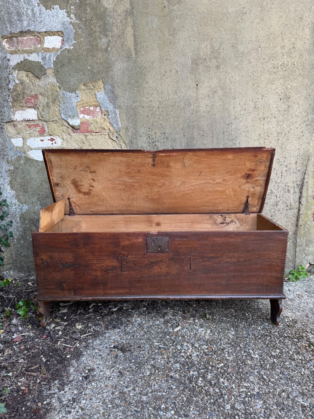 Antique Elm Plank Coffer View XV