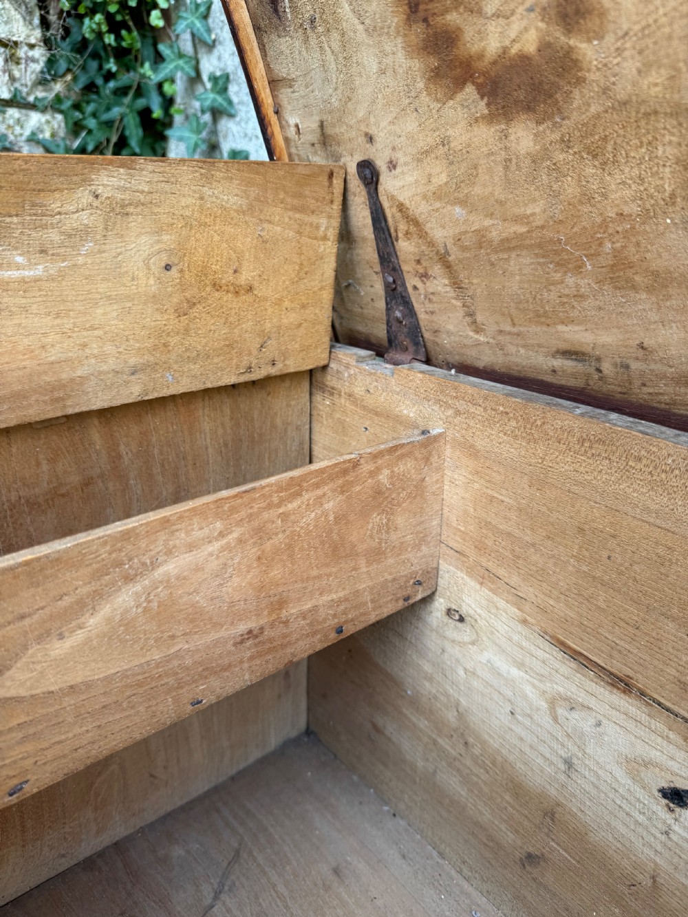 Antique Elm Plank Coffer View XVIII