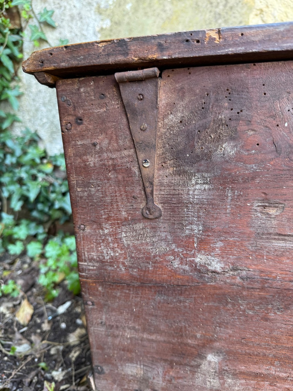 Antique Elm Plank Coffer View XXX