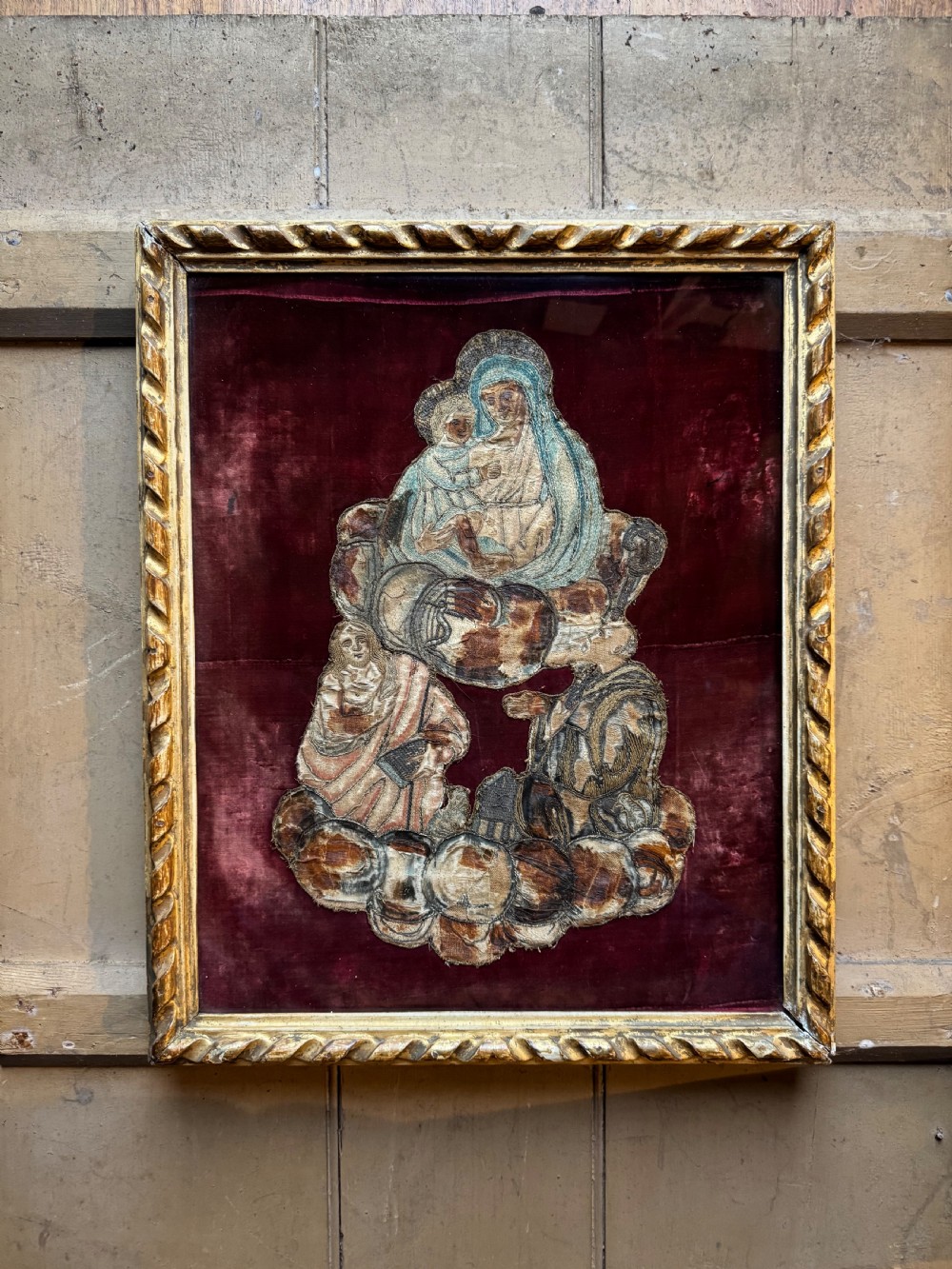 Antique Stump Work Tapestry 