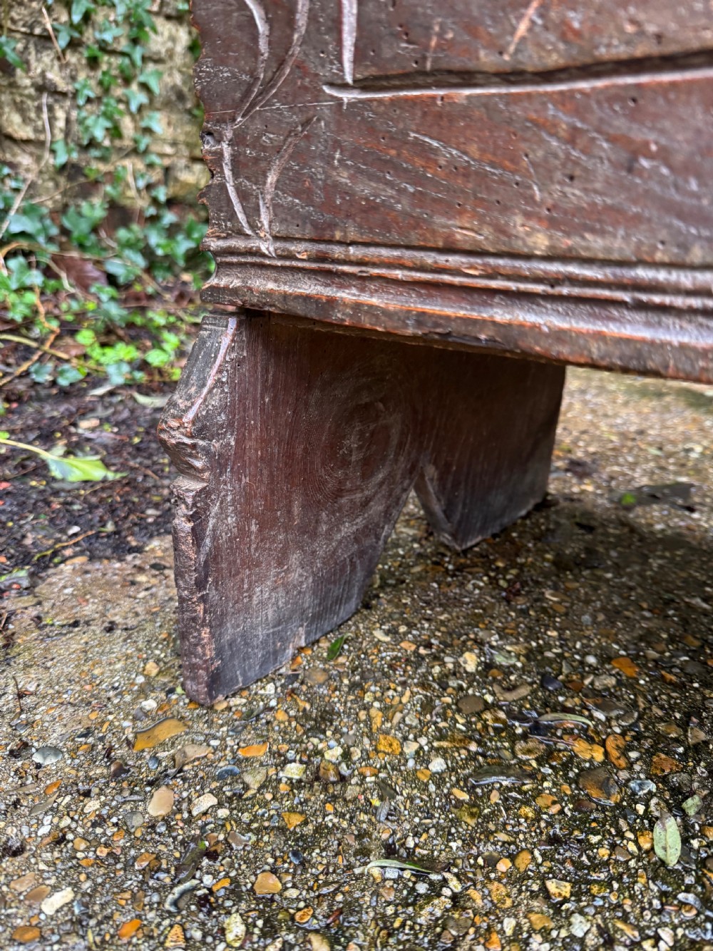 Early Elm Plank Coffer  View III