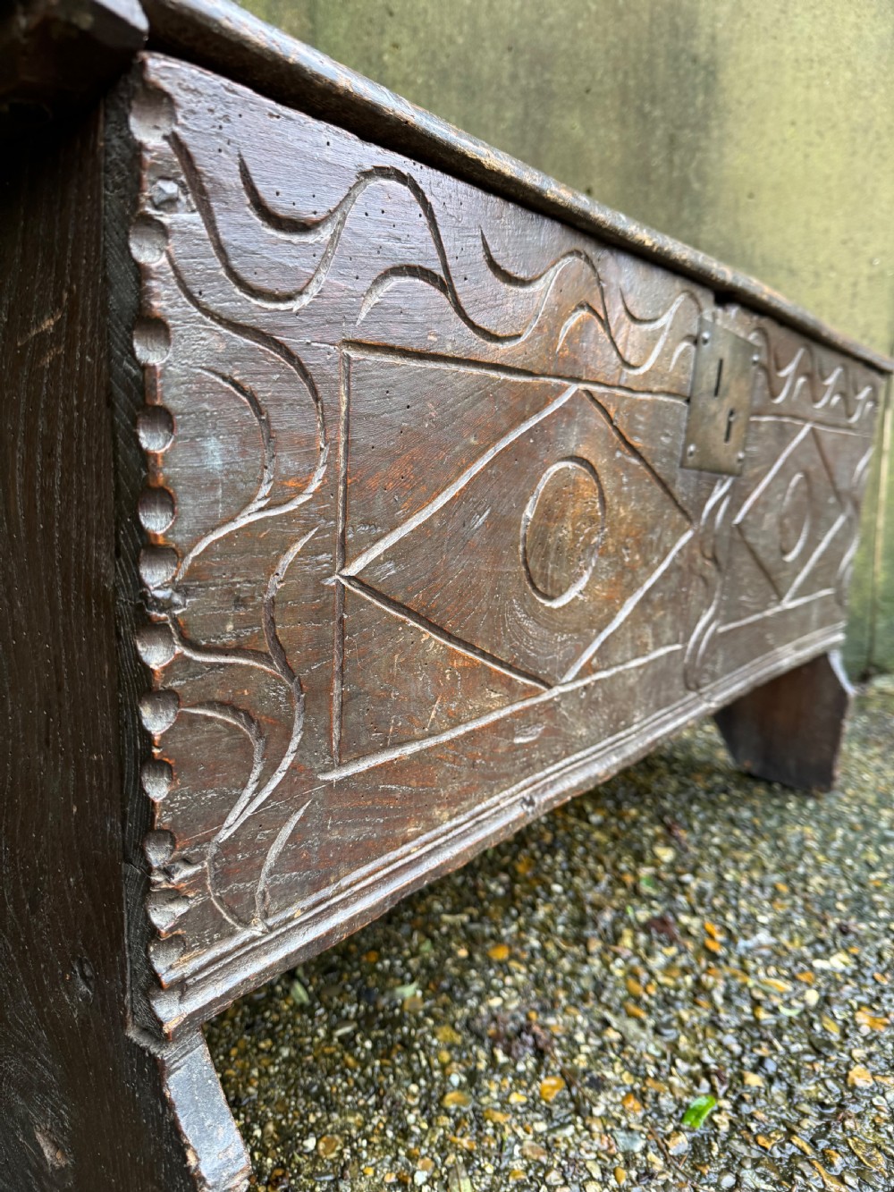 Early Elm Plank Coffer  View XI