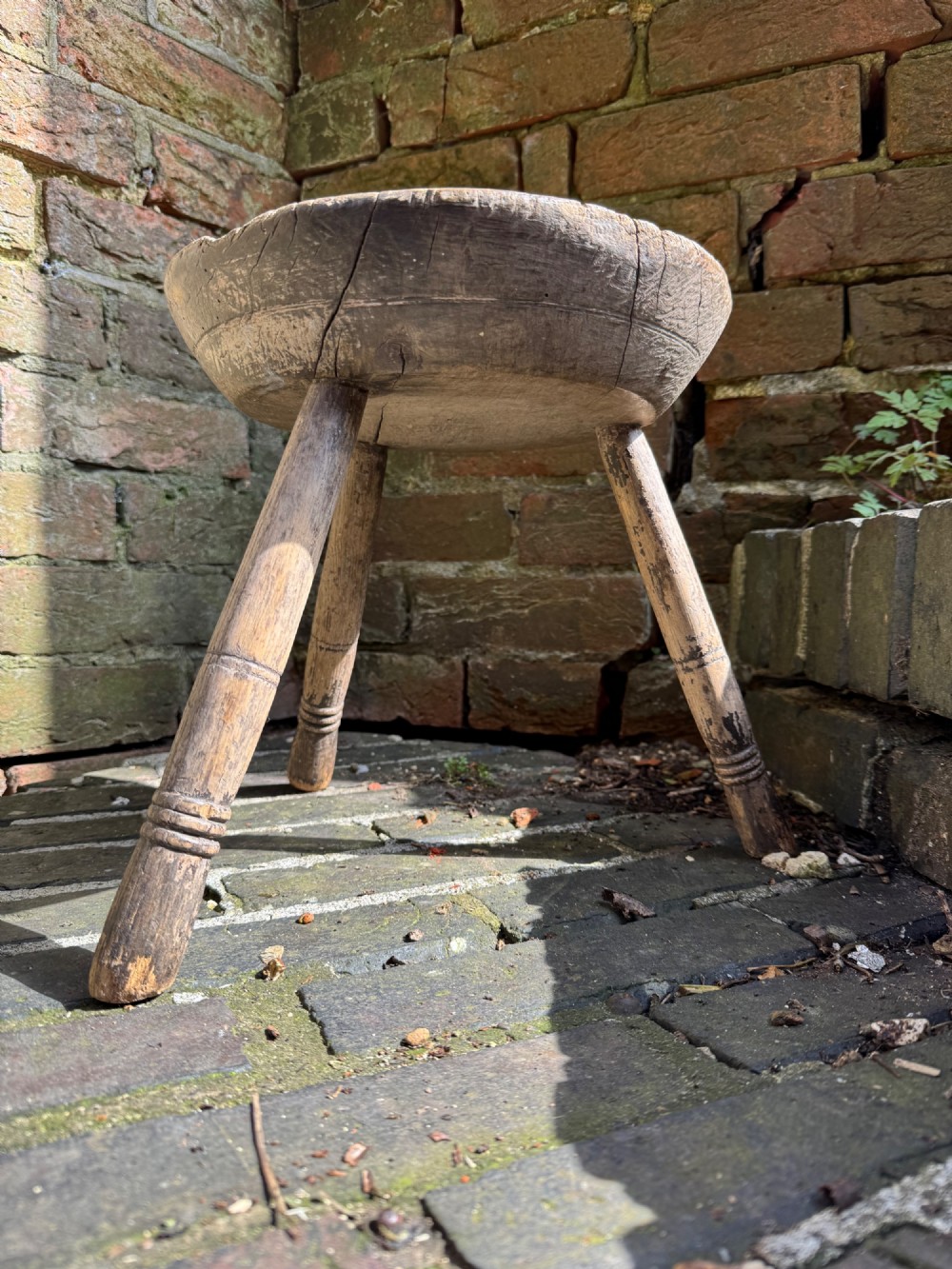 Antique Primitive Cheese Top Stool