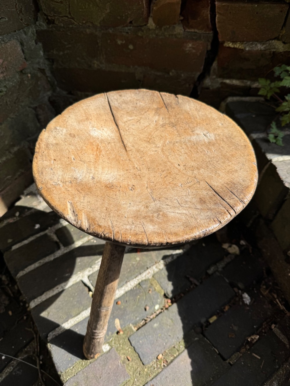 Antique Primitive Cheese Top Stool View V