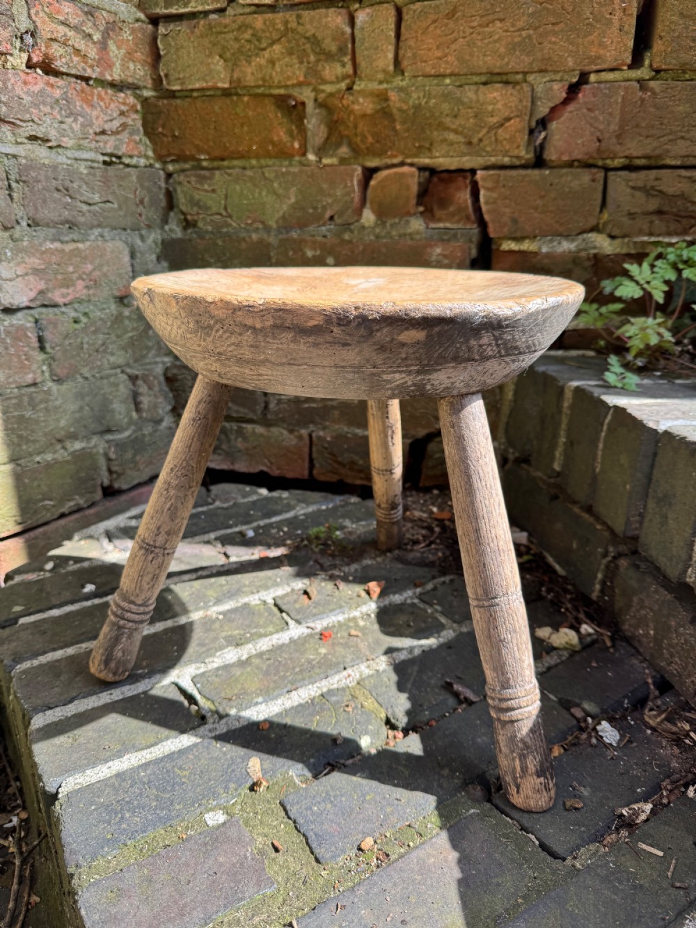 Antique Primitive Cheese Top Stool View VI