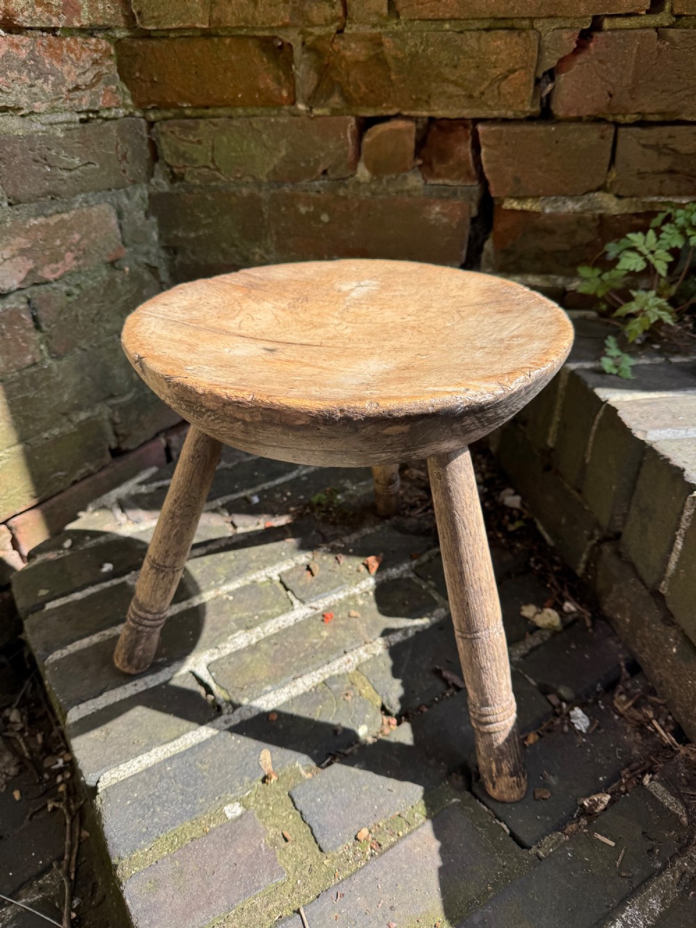 Antique Primitive Cheese Top Stool View VII