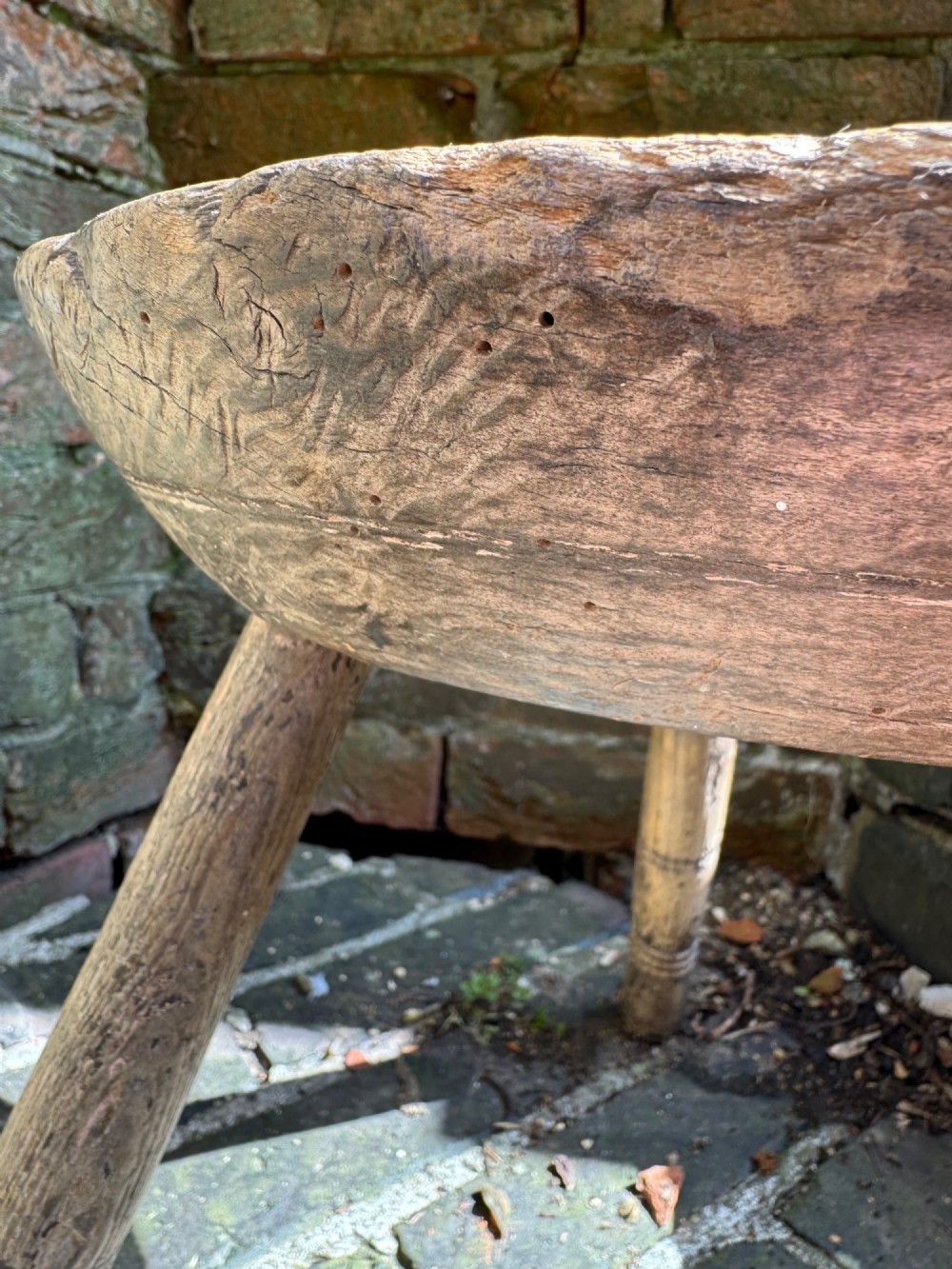 Antique Primitive Cheese Top Stool View VIII