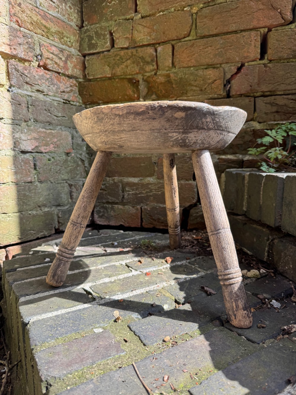 Antique Primitive Cheese Top Stool View XIV