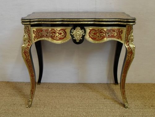 Brass and Tortoise Shell Inlaid Games Table
