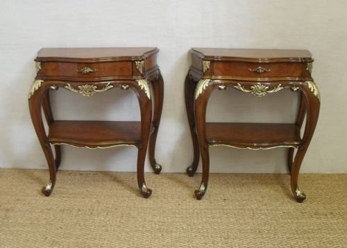 A Pair of Italian Walnut Side Tables