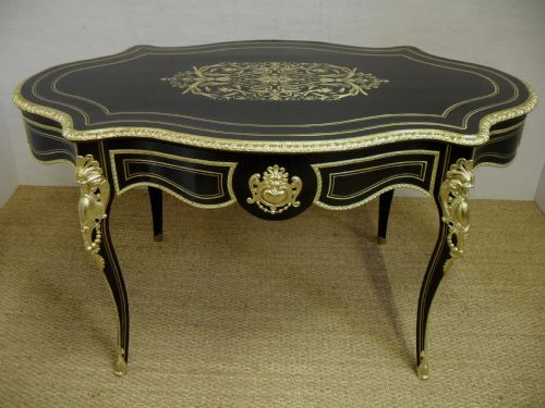 French Ebonised Bureau Plat/centre Table