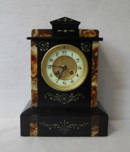 Black Slate and Marble Mantel Clock