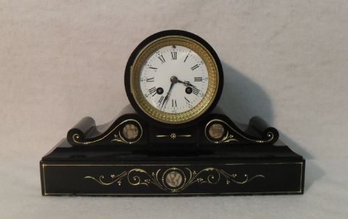 Black Slate Aesthetic Movement Mantel Clock