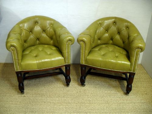 Pair of Leather Tub Chairs