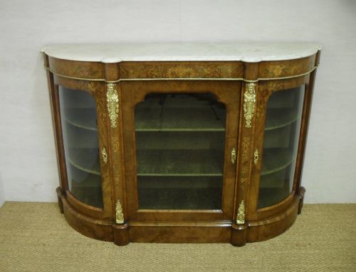 English Walnut Marquetry Credenza
