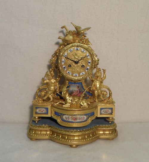 French Ormolu and Porcelain Mantel Clock