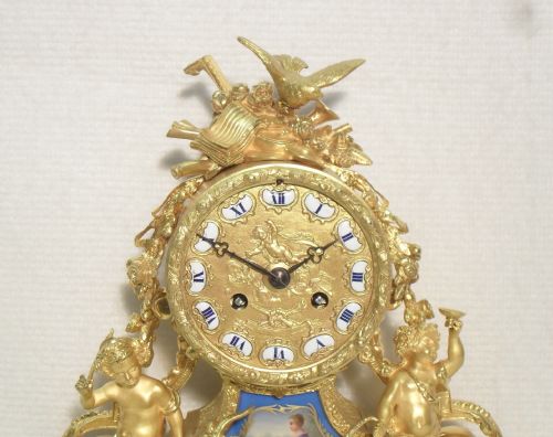 fig 1. French Ormolu and Porcelain Mantel Clock
