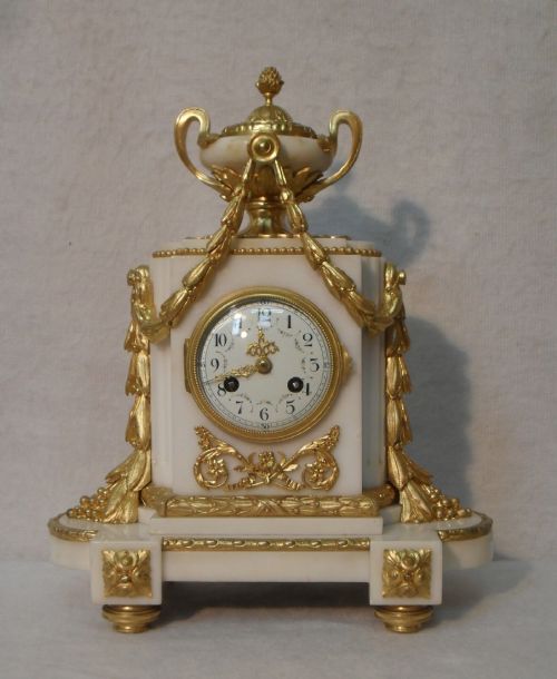 French White Marble Mantel Clock