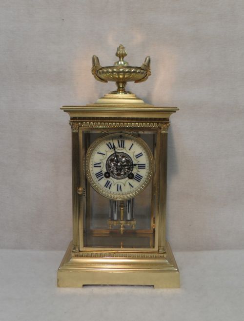 French Four Glass Mantel Clock