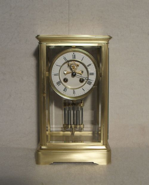 French Four Glass Mantel Clock
