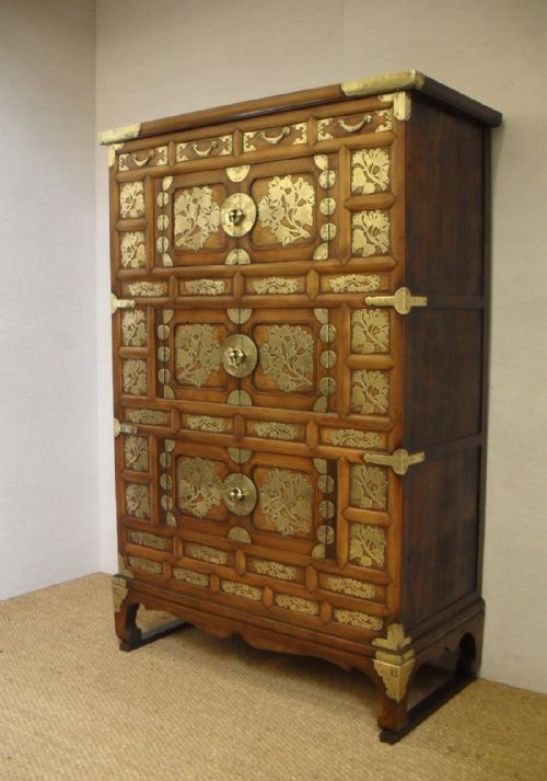 fig 1. Korean Elm Tansu with Brass Decoration