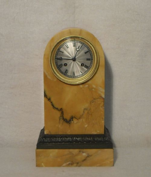 French Sienna Marble Mantel Clock