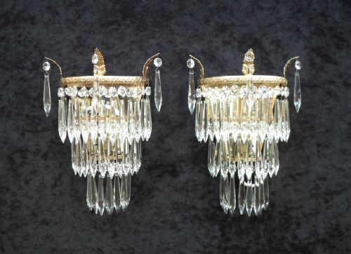 Pair of Italian Art Deco Glass Wall Lights