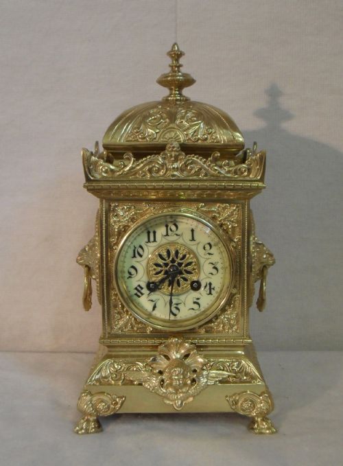 French Belle Epoque Decorative Brass Mantel Clock