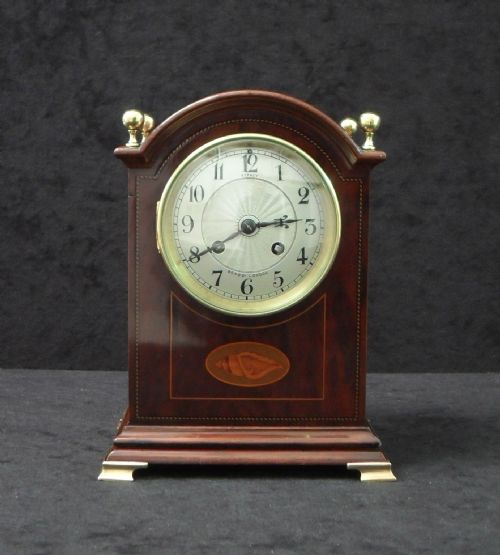 French Mahogany Mantel Clock with Silvered Dial