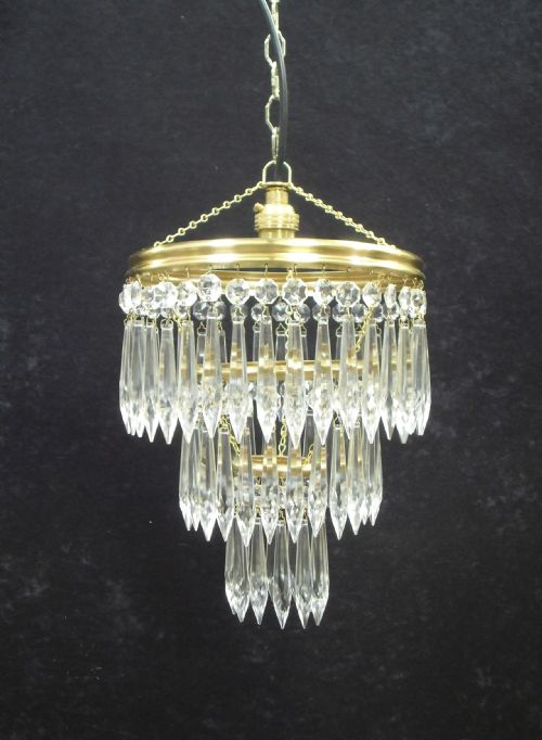 Italian Art Deco Three Tier Glass Chandelier