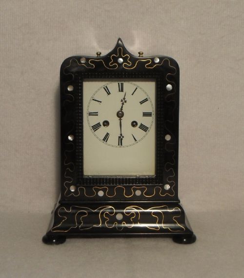 French Ebonised and Inlaid Mantel Clock