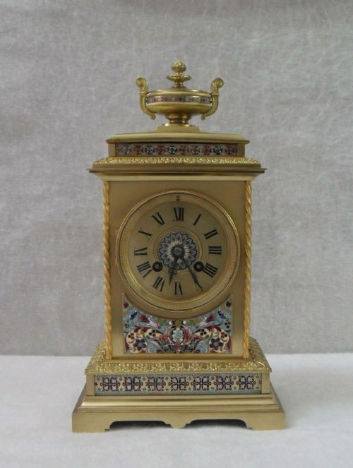 French Belle Epoque Champleve Mantel Clock