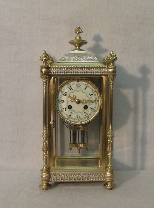 French Belle Epoque Four Glass Mantel Clock