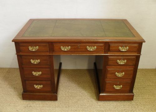 Victorian Mahogany Pedestal Writing Desk by Maple & Co
