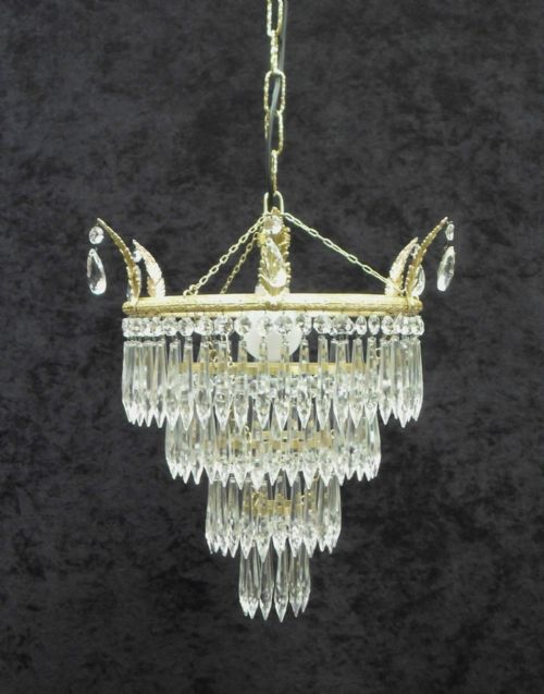 Italian Art Deco Four Tier Glass Chandelier