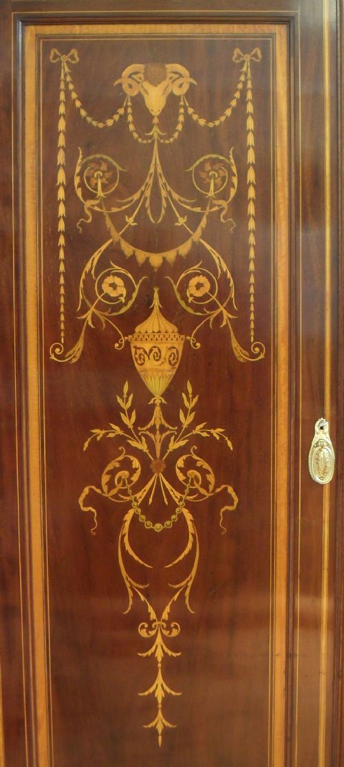 fig 1. Edwardian Sheraton Revival Wardrobe Attributed to Gillows